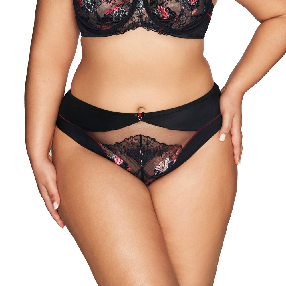 Figi damskie z koronką i tiulem AV 2122 czarne 3XL