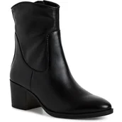 Botki damskie - Botki damskie czarne Marco Tozzi 25360 skórzane na obcasie ocieplane-40 - miniaturka - grafika 1