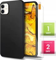 Etui i futerały do telefonów - Hello Case Etui do Apple iPhone 12 / 12 Pro Czarne, Matowe, Slim, Silikon SZKŁO 9H - miniaturka - grafika 1