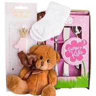 Zestawy upominkowe - PREZENT NA ROCZEK ZESTAW PIERWSZE URODZINY dla dziewczynki sztućce i maskotka - miniaturka - grafika 1