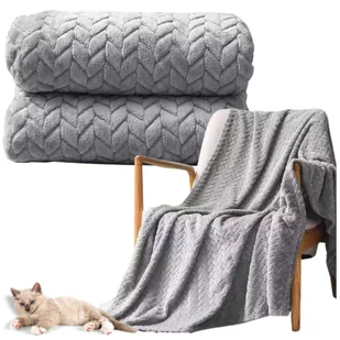 Koc Jodełka Na Łóżko Ciepły Narzuta Pled Wytłaczany 160X200 Cm Jasny Szary - Koce - miniaturka - grafika 1