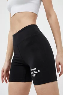 Spodenki damskie - New Balance szorty damskie kolor czarny z nadrukiem high waist - grafika 1