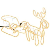 Bombki - ﻿Renifer Led 130 cm świąteczny z saniami świetlna dekoracja do ogrodu biały - miniaturka - grafika 1