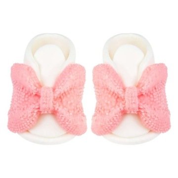 Ozdoba dekoracja Cukrowa na tort Buciki białe z różowymi kokardami