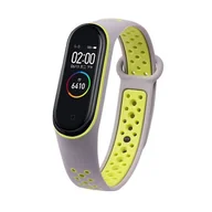 Akcesoria do smartwatchy - Hurtel Zamienna silikonowa opaska pasek do Xiaomi Mi Band 5 Dots szaro-zielony - miniaturka - grafika 1