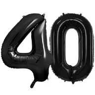 Balony i akcesoria - Balony foliowe Cyfra 40 - 86 cm - Czarny - duże na URODZINY - miniaturka - grafika 1