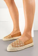 Espadryle damskie - Jasnobrązowe Espadryle z Plecionym Sznurkiem i Geometrycznym Wzorem Sdivira - miniaturka - grafika 1