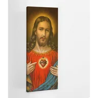 Ikony i obrazy sakralne - Katolicki Serce Jezusa Chrystusa - obraz polycanvas, 50x125 - miniaturka - grafika 1
