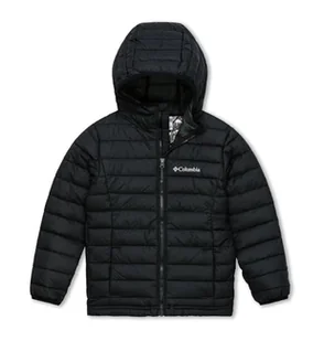 Columbia Powder Lite Hooded Jacket, Dziecięca pikowana kurtka z kapturem, czarna, rozmiar L - Kurtki i płaszcze dla chłopców - miniaturka - grafika 1