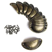 Zawiasy, okucia i inne akcesoria - 12 szt. uchwytów w stylu vintage z muszli (brąz), uchwyt do drzwi szafki kuchennej, do szafy, szuflady, drzwi, z 24 śrubami - miniaturka - grafika 1