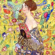 Obrazy i zdjęcia na płótnie - Reprodukcja obrazu Gustava Klimta – Lady With Fan, 50x50 cm - miniaturka - grafika 1