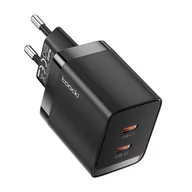 Ładowarki do telefonów - Ładowarka sieciowa Toocki 2xUSB-C, GaN 40W (czarna) - miniaturka - grafika 1