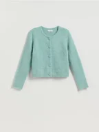 Swetry damskie - Reserved - Kardigan z wełną alpaki - jasnoturkusowy - miniaturka - grafika 1