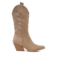 Botki damskie - Kowbojki DeeZee 8555A Beżowy - miniaturka - grafika 1