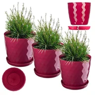 Donice - Doniczki na kwiaty z podstawkami Amily 30cm amarant 3szt - miniaturka - grafika 1