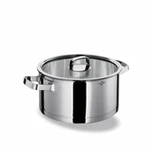 Garnki - Garnek niski z pokrywą, stal nierdzewna/szkło, 4,5 l, śred. 24 x 11,5 cm KU-2390042824 - miniaturka - grafika 1