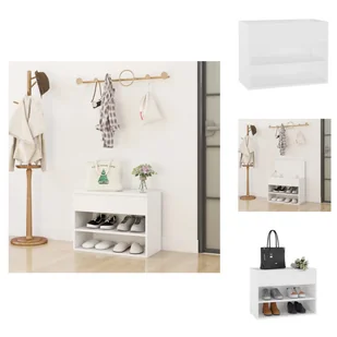 vidaXL Ławka na buty biała 60x30x45 cm materiał drewnopochodny - Stojaki i szafki na buty - Szafki na buty - miniaturka - grafika 1