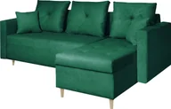 Narożniki - MARPUR narożnik rozkładany OTTO I 230x145 cm tapicerowany w kształcie litery L z funkcją spania, z podstawą łóżka i poduszkami, uniwersalny bok, mocna tkanina ELEMENT 20, ciemnozielony - miniaturka - grafika 1