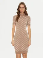 Sukienki - Guess Sukienka dzianinowa W3YK39 Z37K0 Beżowy Regular Fit - miniaturka - grafika 1