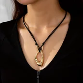 Inne - TEMU Elegancki naszyjnik w stylu vintage, 18K pozłacany stop cynku, z regulowanym sznurkiem, ażurowa, prosta łańcuszek do codziennego użytku i na - miniaturka - grafika 1