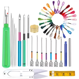 Zestaw do haftowania 44 el. Punch Needle igła tkacka muliny do haftowania igła do haftowania - Pasmanteria - miniaturka - grafika 1