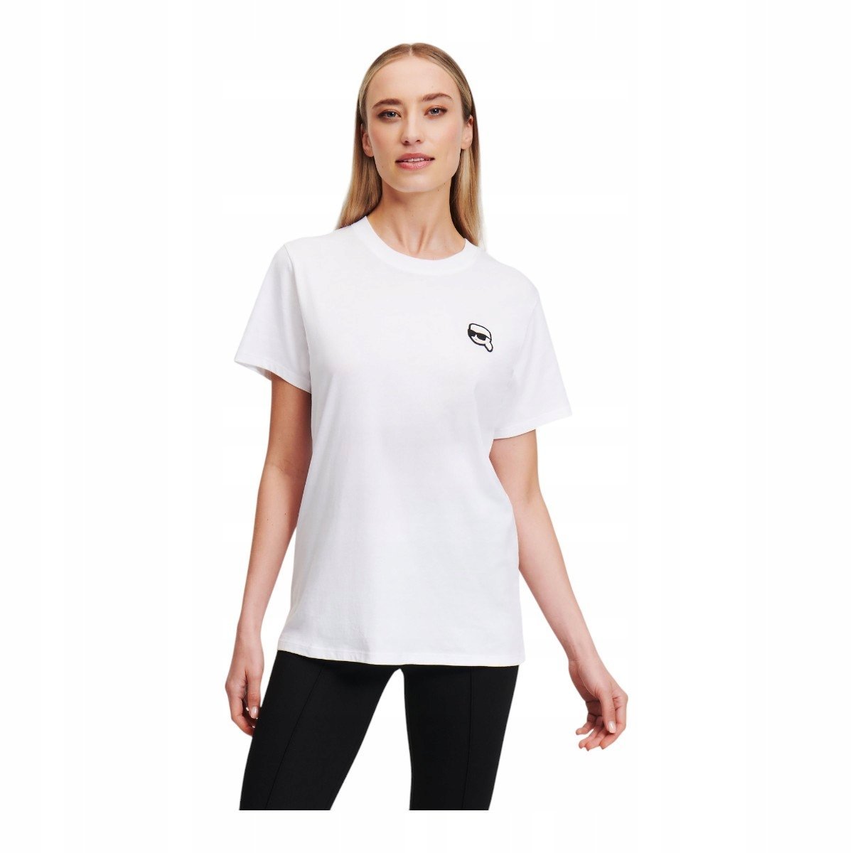 KARL LAGERFELD KOSZULKA DAMSKA T-SHIRT IKON PATCH T-SHIRT BIAŁA r.M