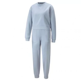 Dresy damskie - Damski dres komplet PUMA Loungewear Suit FL Blue Wash - grafika 1