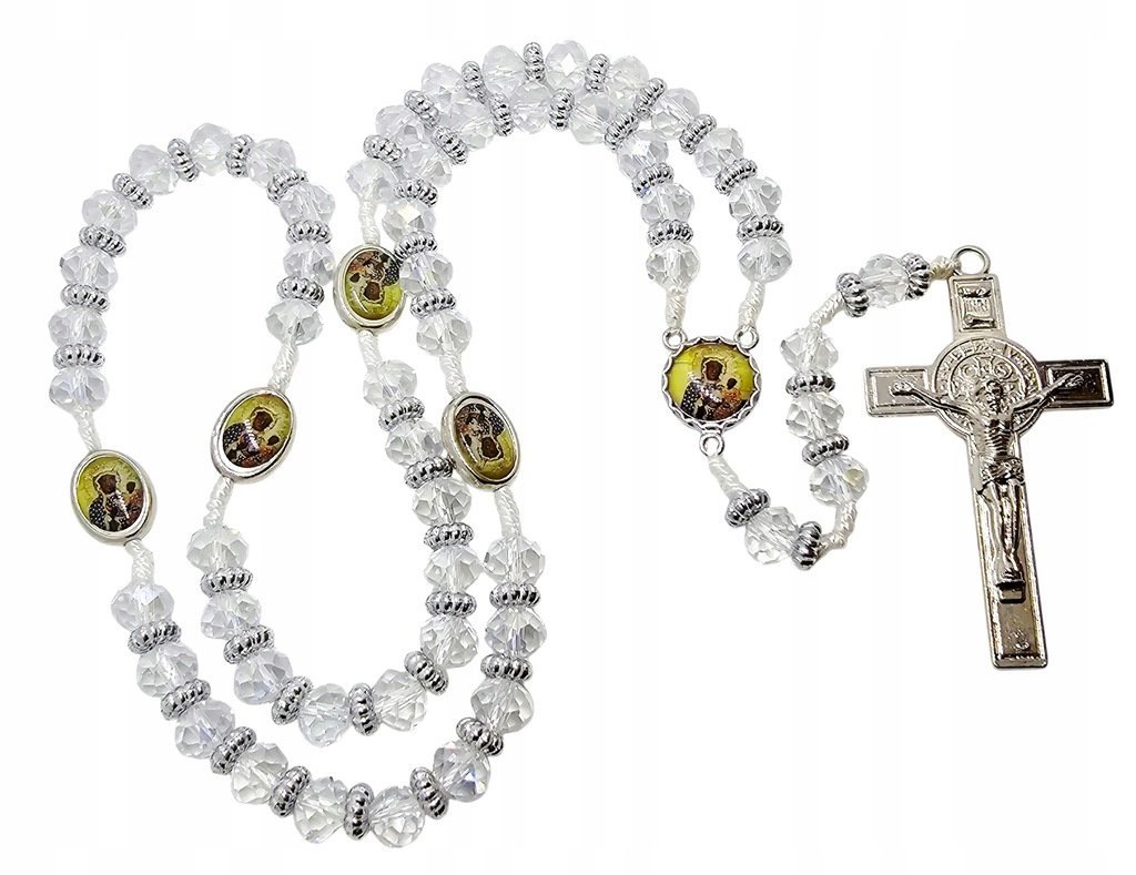 Różaniec Kryształowy Przeźroczysty Matka Boska Częstochowska R2413BCZ
