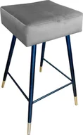 Taborety i hokery - Atos Hoker OLIMP VELVET GOLD szary tapicerowany aksamitem do kuchni ATOS - miniaturka - grafika 1
