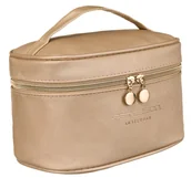 Kosmetyczki, organizery i kuferki - Kosmetyczka kuferek damski ze skóry ekologicznej Peterson, złoty - miniaturka - grafika 1