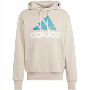 Bluza męska adidas Essentials French Terry Big Logo Hoodie beżowa IJ8584 L - Bluzy męskie - miniaturka - grafika 1