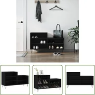 Szafki na buty - Stojak na buty The Living Store czarny 102x36x60 cm materiał drewnopochodny - miniaturka - grafika 1