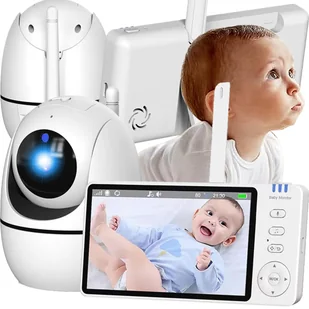 NIANIA ELEKTRONICZNA Z KAMERĄ OBROTOWA BABY MONITOR WYŚWIETLACZ LCD 5" HD - Elektroniczne nianie i monitory oddechu - miniaturka - grafika 1