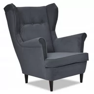 Fotele - Fotel Uszak ANTRACYT klasyczny recepcja luksusowy - miniaturka - grafika 1