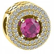 Bransoletki - Złoty Charms Czerwony Kryształ Cyrkonie Czerwona Cyrkonia SREBRO 925 - miniaturka - grafika 1