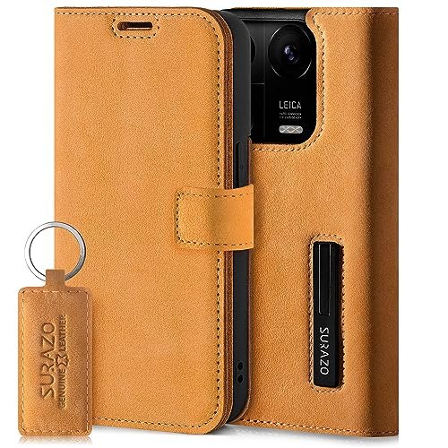 SURAZO Etui na telefon komórkowy Redmi Note 13 Pro Plus 5G – składane etui ochronne z prawdziwej skóry [magnes, kieszeń na karty, ochrona RFID, funkcja stojaka] etui z klapką z klapką, skórzane etui