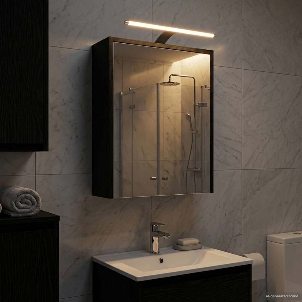 vidaXL vidaXL Szafka z lustrem do łazienki Czarny Dąb 43 x 16 x 62.5 cm