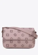 Torebki damskie - Damska listonoszka z ekoskóry w tłoczoną sygnaturę mała zgaszony róż - miniaturka - grafika 1