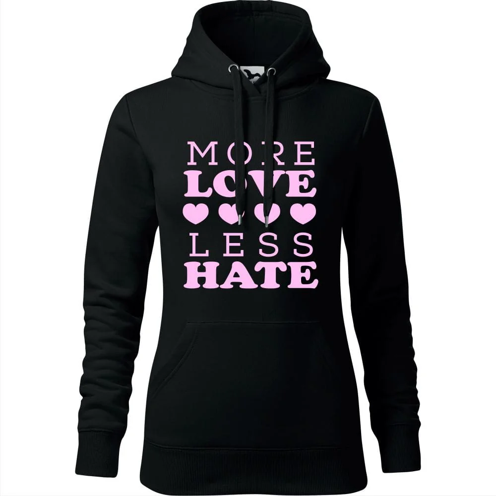 Damska Bluza Z Kapturem - More Love Less Hate Czarny S