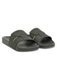 Klapki i japonki męskie - Klapki Calvin Klein Pool Slide Double T HM0HM01752 Khaki - miniaturka - grafika 1