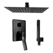 Zestawy prysznicowe - Rea P0369 Zestaw natryskowy podtynkowy z bateri$298 deszczownic$299 i ramieniem $300ciennym s$301uchawk$302Sonic Black czarny - miniaturka - grafika 1