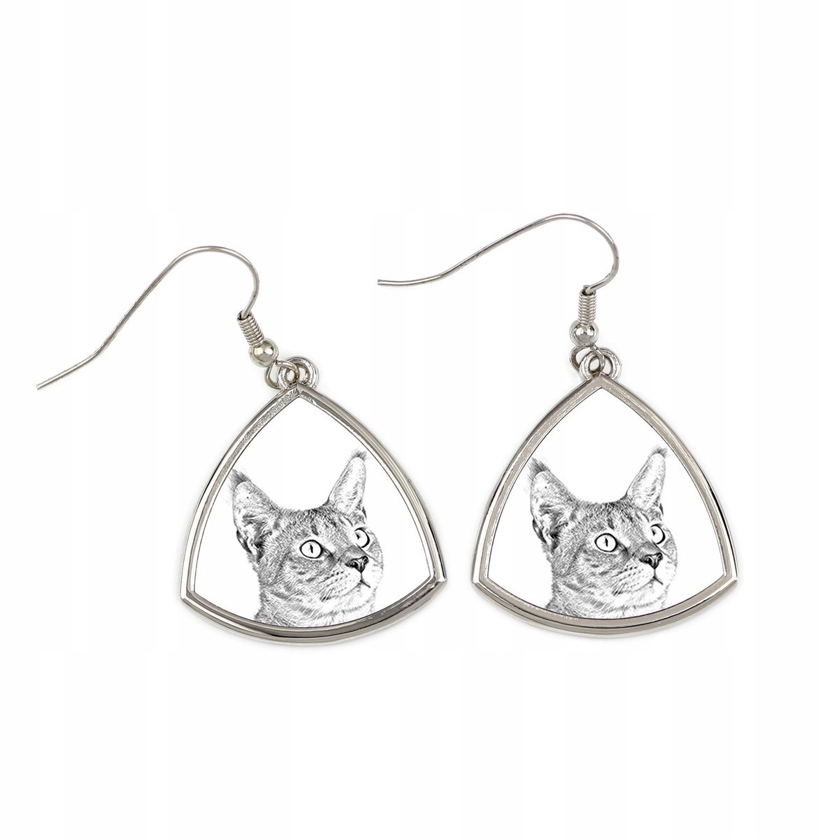 Chausie - kolczyki z kotem, wiszące kolczyki ze zdjęciem, personalizowana b