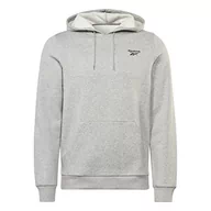 Bluzy męskie - Reebok Męska bluza z kapturem z logo po lewej stronie, średni szary wrzosowy, L, Średni szary wrzos, L - miniaturka - grafika 1