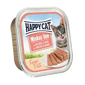 Mokra karma dla kotów - HAPPY CAT Minkas Duo mokra karma dla kota dorosłego, drób i łosoś, pasztet 16x100 g - miniaturka - grafika 1