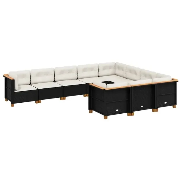 Zestaw mebli ogrodowych modułowych z rattanem PE, czarny, 63,5 x 63,5 x 62