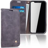 Etui i futerały do telefonów - Etui na telefon komórkowy Etui ochronne na Apple iPhone XS Cover Wallet Case Grey - miniaturka - grafika 1