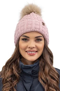 Vivisence czapka damska bobble - ciepła i przytulna na zimę i jesień Elegancka czapka zimowa z nakryciem głowy bobble dla kobiet Klasyczna czapka - różowa - Czapki damskie - miniaturka - grafika 1