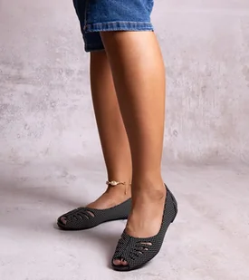 Czarne balerinki w kropki z wycięciem Laforge-39 - Mokasyny damskie - miniaturka - grafika 1