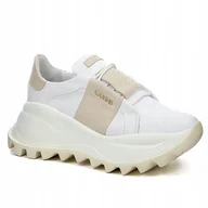 Półbuty damskie - Białe sneakersy damskie Carinii B8980-S49 półbuty skóra modne r.39 - miniaturka - grafika 1