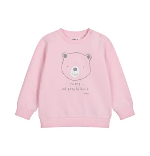 Bluza dla dziecka do 2 lat, z misiem i napisem rosnę od przytulania, jasnoróżowa - Bluzy i sweterki niemowlęce - miniaturka - grafika 1